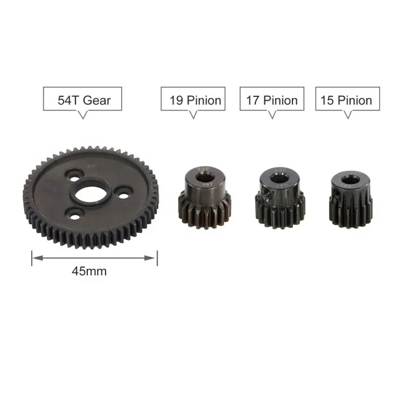 54T Steel Metal Spur Gear 32P 15T 17T 19T Motor Pinion Gears for Traxxas Slash 4x4 Stampede 4x4 VXL Rustler 4X4 E-Revo T-Maxx