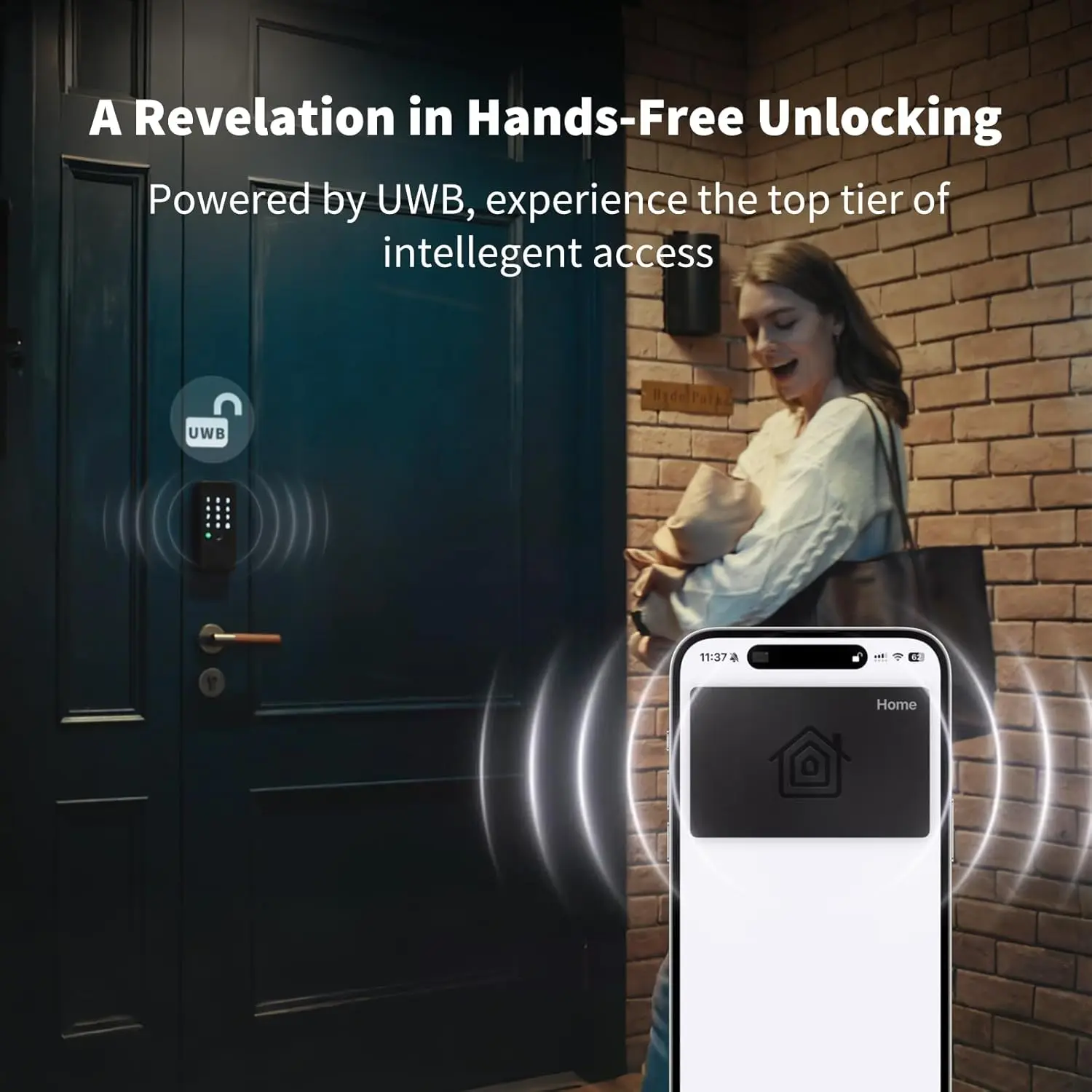 UWB Smart Lock U400 Aluminum Touchscreen App Control Deadbolt Fingerprint Keyless Entry HomeKit/Alexa/Google Home Rechargeable