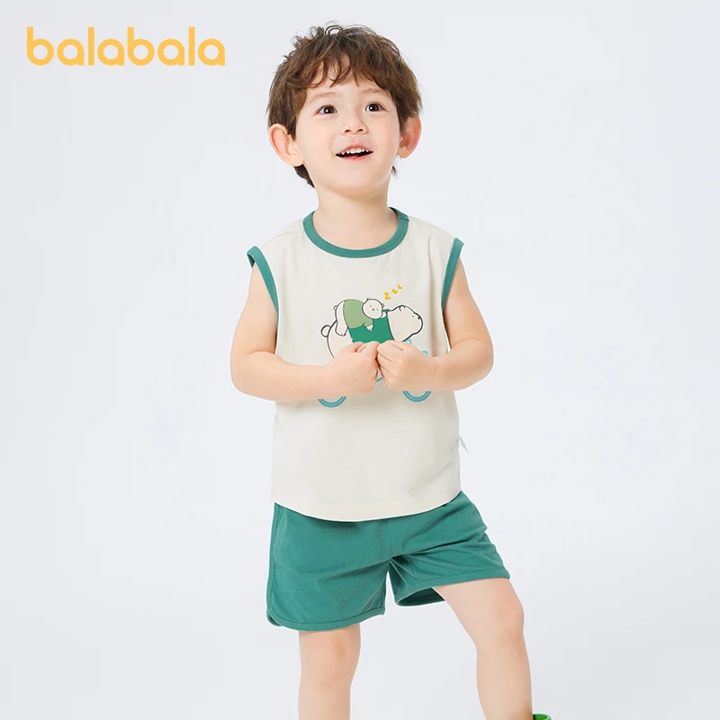 Balabala-幼児用のツーピースセット,ベスト,男の子用,快適,新しい夏用,2023