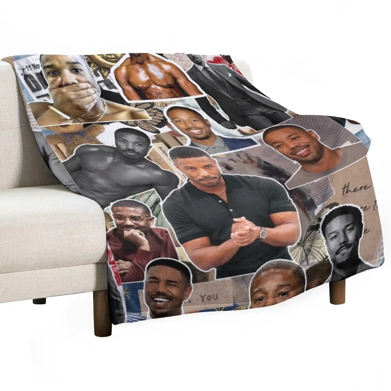 

Michael B. Jordan photo collage Throw Blanket Soft Thin Beach Travel Blankets