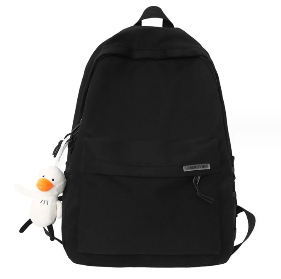 

Buy One Bagpack Get One Cute And Lovely White Goose Pendant Fashionable Trend Solid Color White Black Casual Wild Soft Oxford