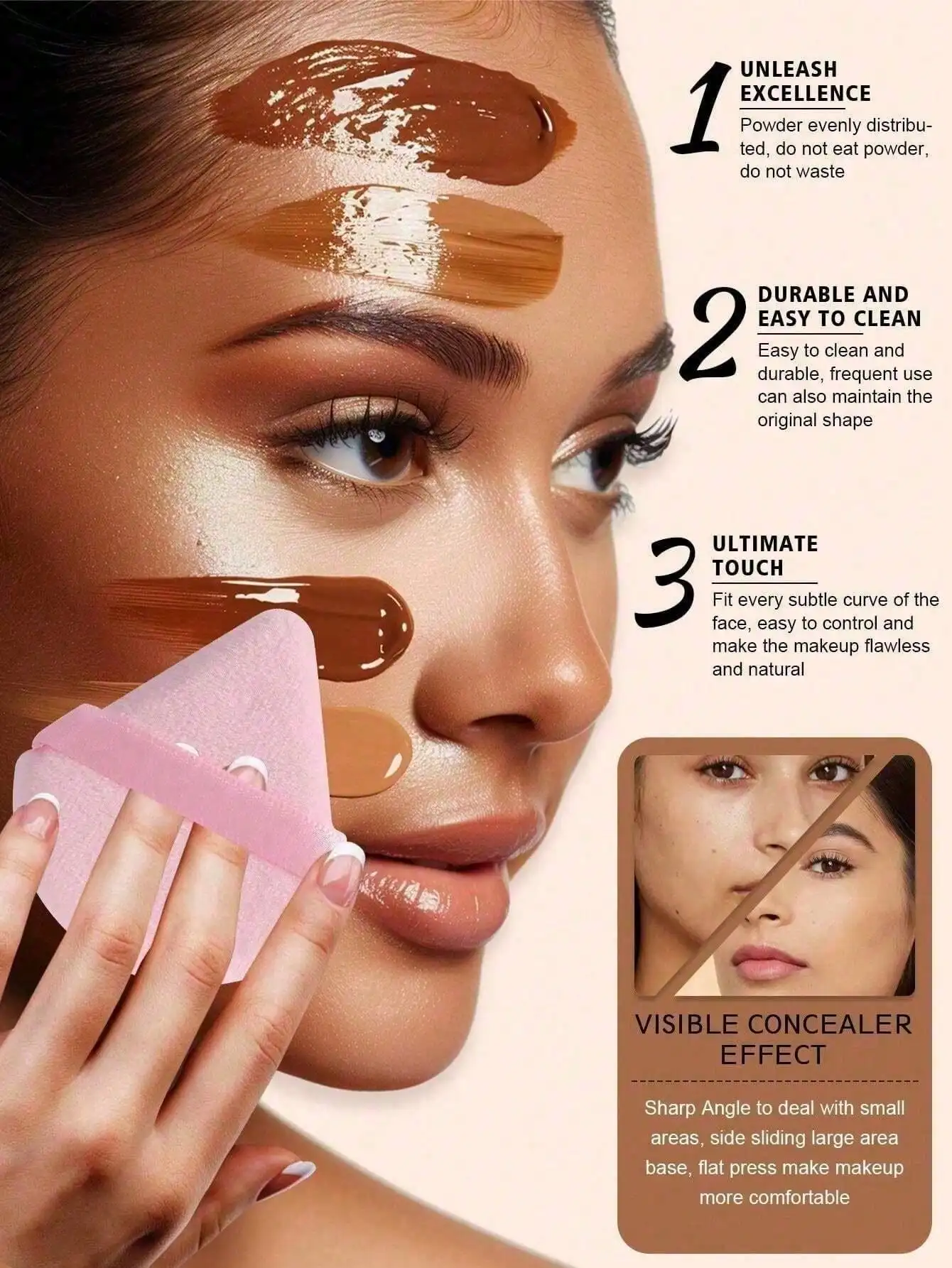 RANCAI 6Pcs Triangle Makeup Sponge Puffs, concealer and loose powder,great holiday & Christmas gift for ladies