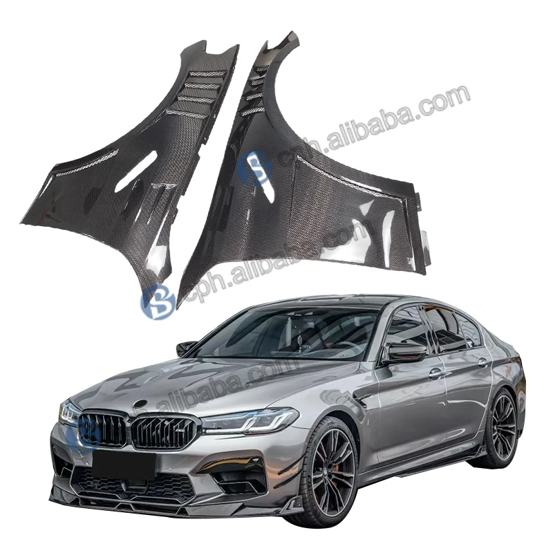 

BENSNEES Customized Black Car Front Side Real Carbon Fiber mudguard for BMW 5-Series F90 M5 Carbon Fibre Vent mudguard Upgrade
