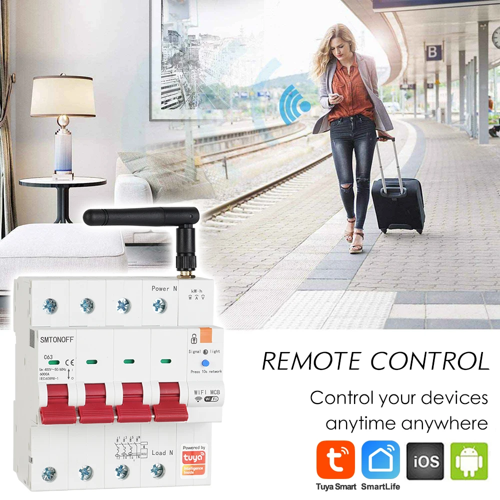 Tuya smart wifi 4p mcb 63a rs485 schalter prepaid meter timer schalter spannungs stroms chutz sprach steuerung alexa google alice – Detail 5