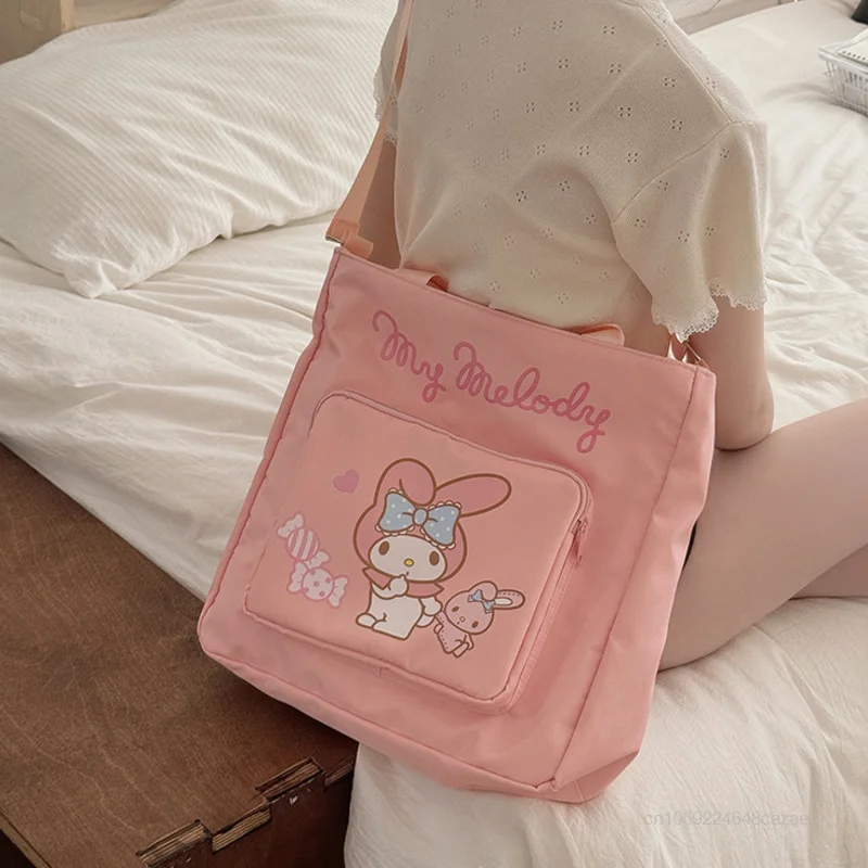 Sanrio Hello Kitty Messenger Shoulder Bags Cartoon Meldoy Kuromi College Style Book Bag Women Korean Style Cute Commuter Handbag