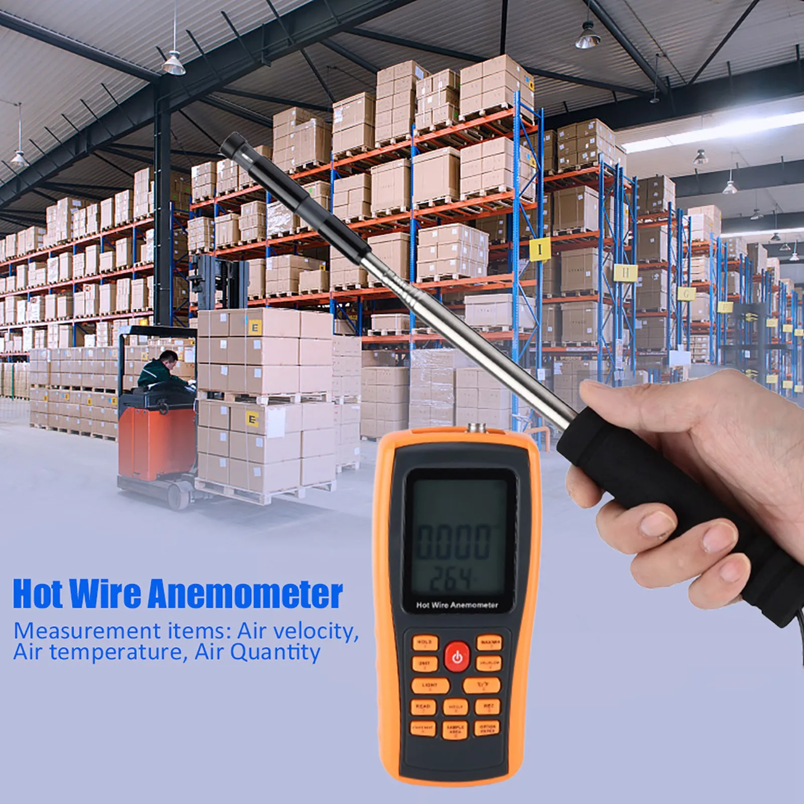 Digital Anemometer GM8903 Portable Digital Hot Wire Wind Speed Temperature Gauge Anemometer Wind Speed Meter Hot Wire Anemometer