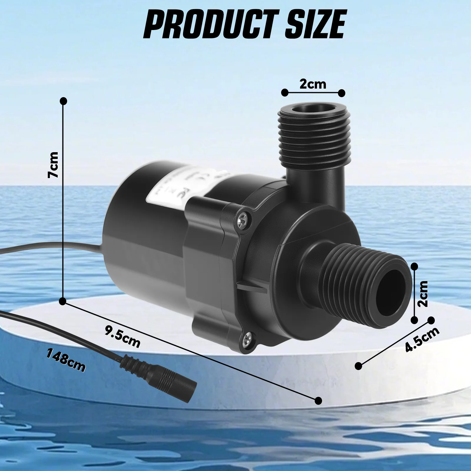 40W Brushless Submersible Water Pump DC12V 1200L/H Ultra-quiet Portable Water Transfer IP68 for Garden Pool Fish Tank