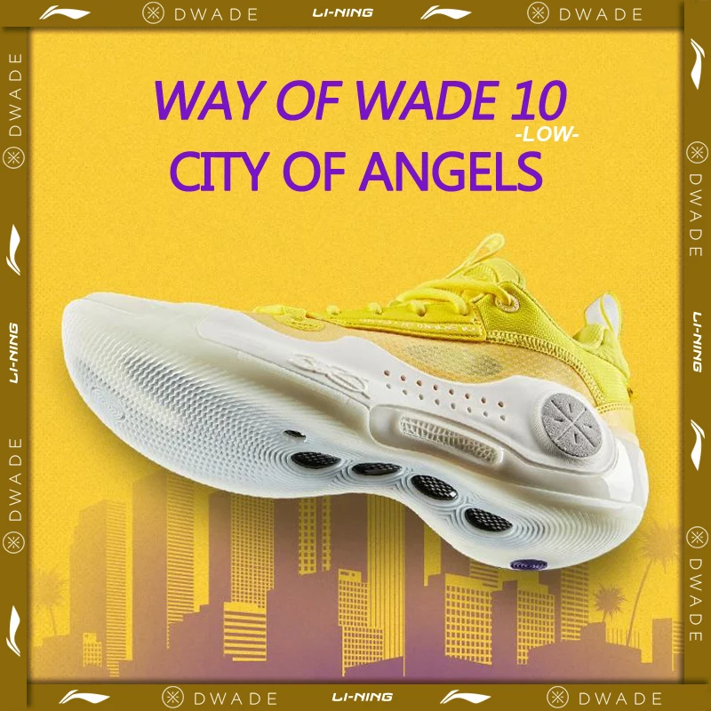 Li-ning men way of wade 10 low city of angels tênis de basquete profissional placa de carbono forro de almofada wow 10 tênis abas083