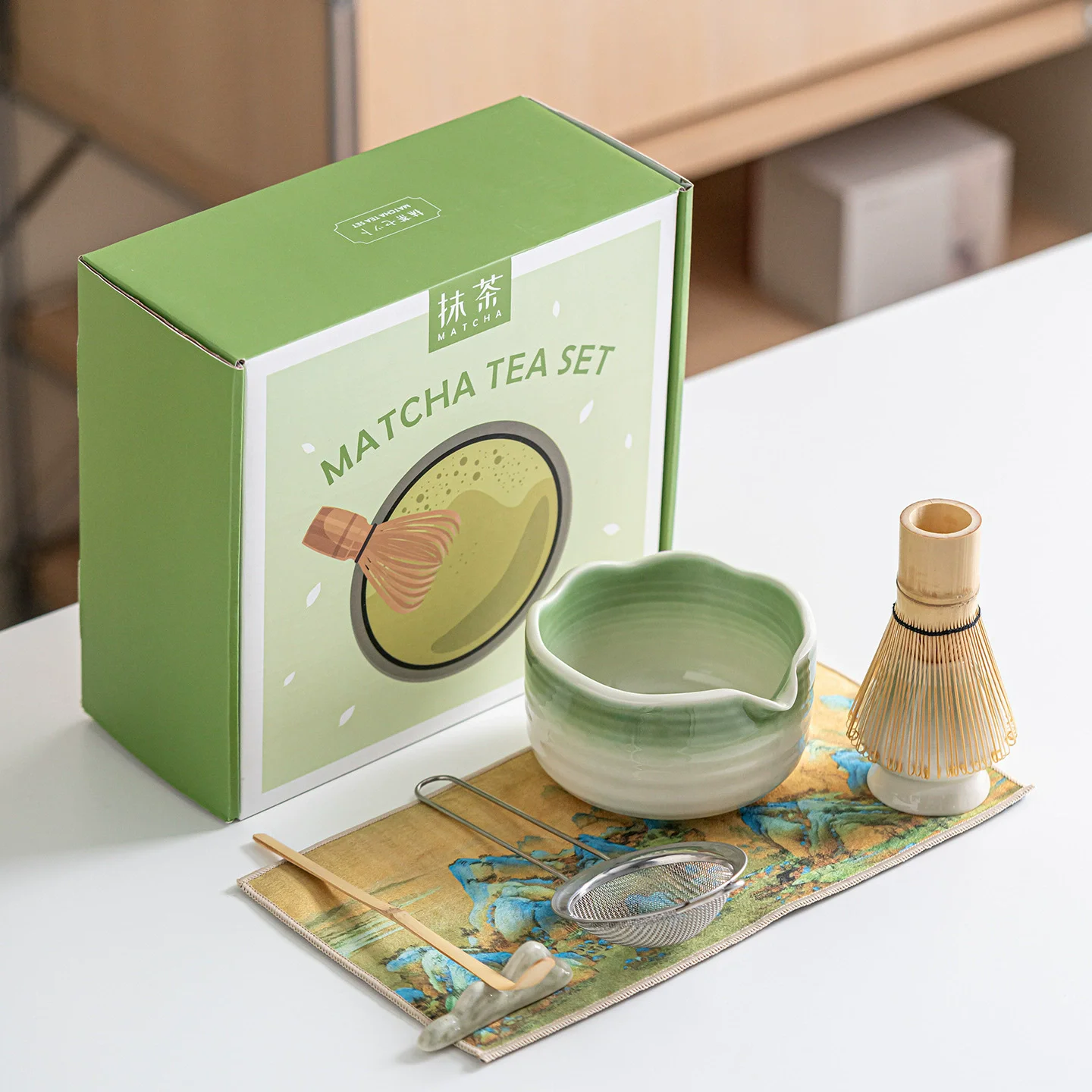 

Matcha Whisk Set, 5Pcs Floral Ceramic Matcha Set Matcha Thoughtful Matcha Whisk Gift for Matcha Lover