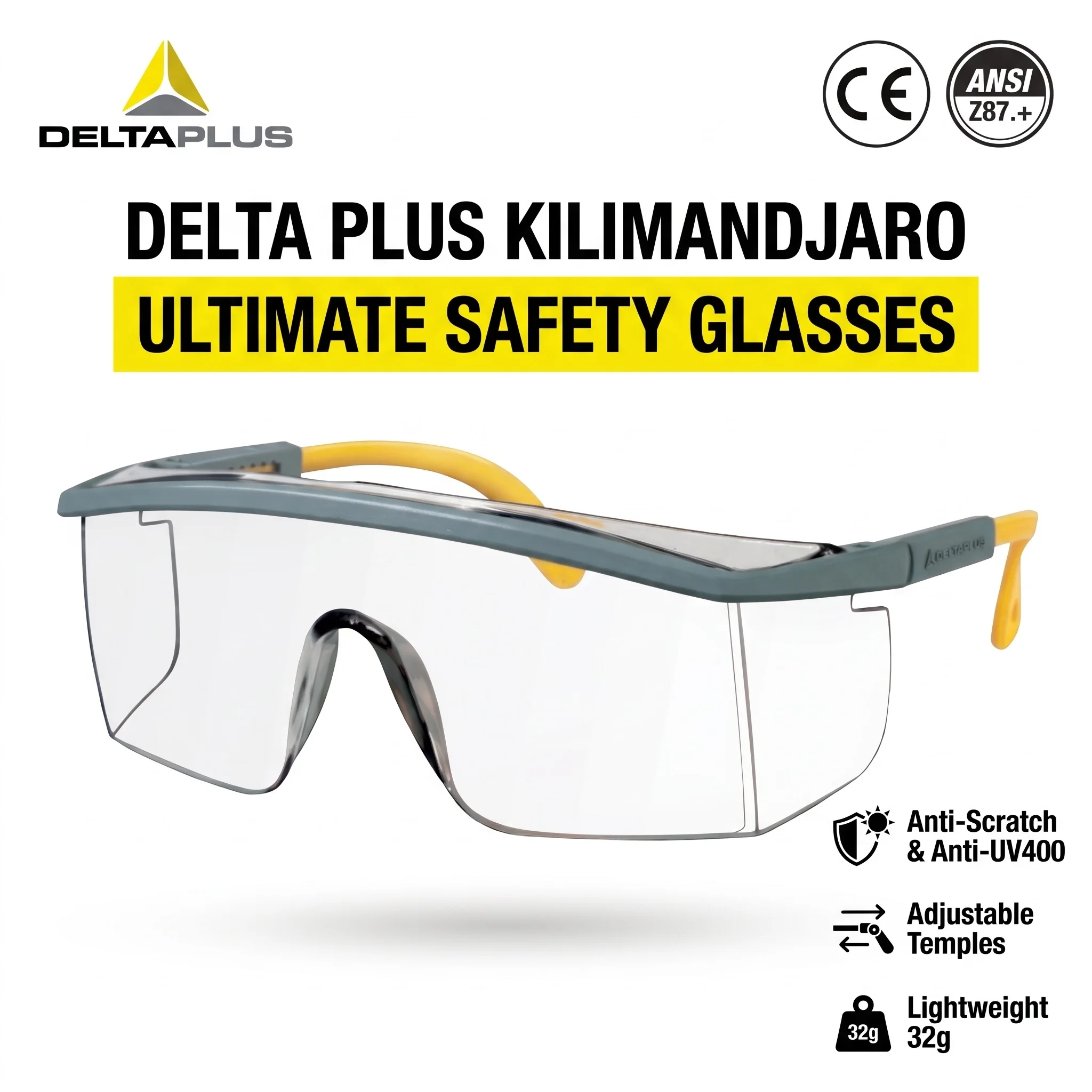 Delta Plus KILIMANDJARO Safety Glasses Anti Fog Scratch Resistant Protective Eyewear Work Goggles Clear Lentes de Seguridad