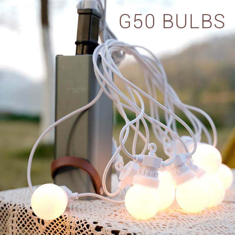 23M Patio String Light Bulbs G50 Milky Outdoor Camp Waterproof IP44 Lamp Christmas Garland Bulbs Garden Wedding Party LED Lights