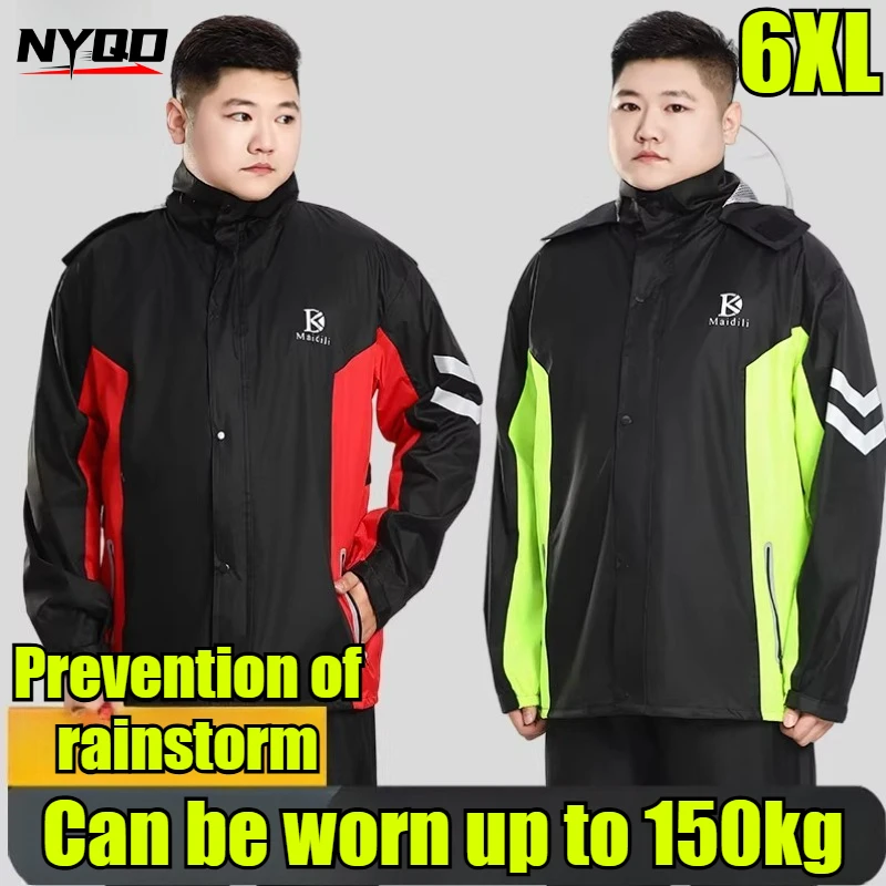

Unisex 6XL Motorcycle Raincoat Set Waterproof Riding Suit with Separate Pants for Heavy Rain impermeable lluvia hombre