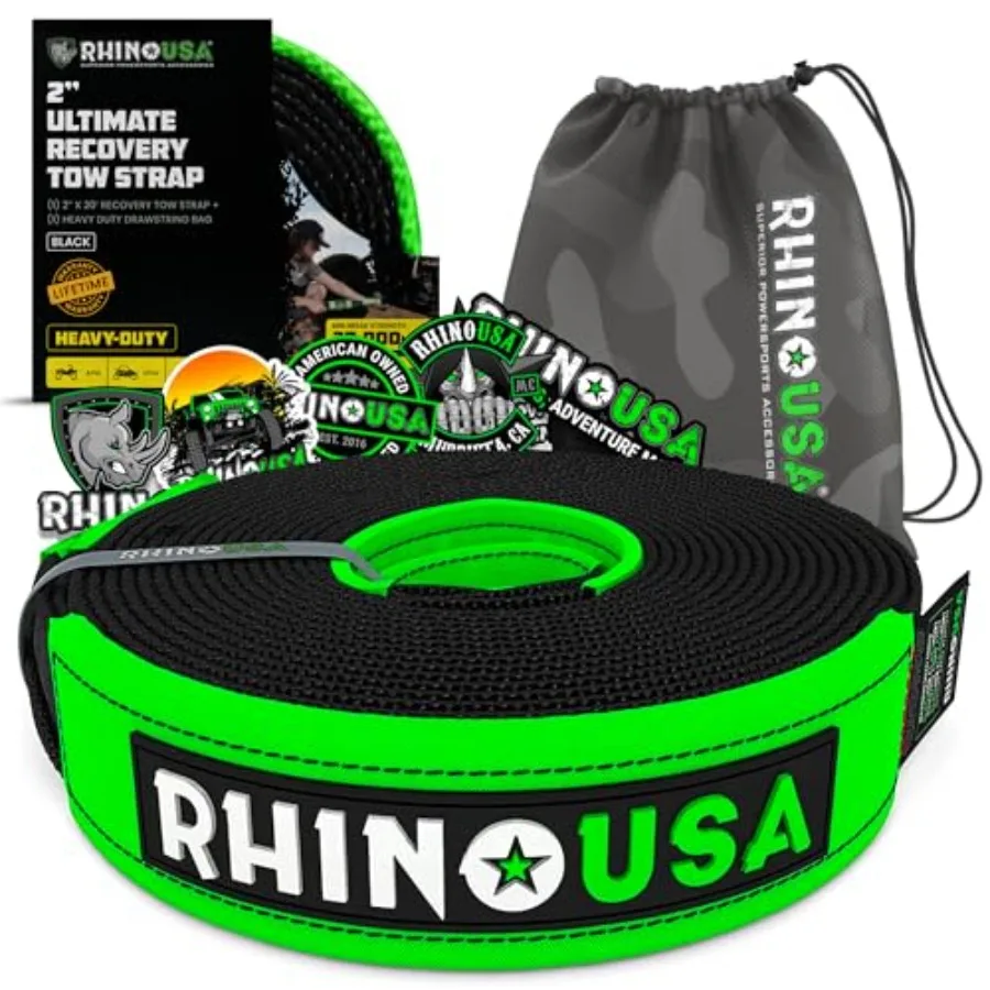 

Recovery Tow Strap 2" x 20' - 20, 024lb Break gth - Emergency Recovery Strap Tow Rope for UTV, ATV and More - Heavy Duty Towing