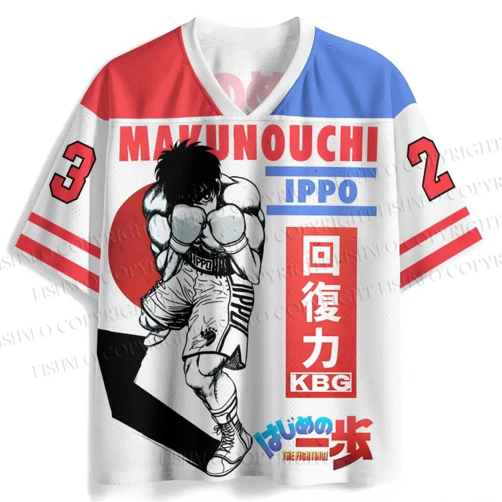 Men's New Makunouchi Ippo Jersey Boxing Stance Graphic Recovery Power Label Short Sleeve Hajime No Ippo Anime Casual Streetwear