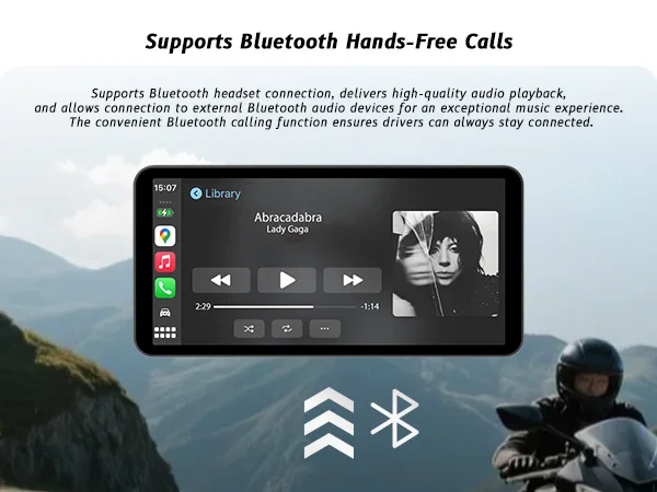 6-Zoll-Motorrad-Smart-Display – kabelloses CarPlay und Android Auto | Bluetooth Sprachsteuerung | IP67 wasserdicht | HD-Touchscreen |
