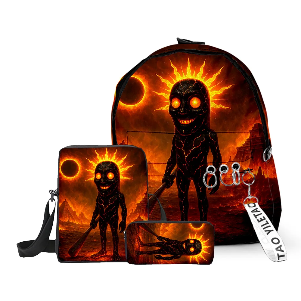 

Trendy Popular Funny tungtungtung 3D Print 3pcs/Set pupil School Bags Laptop Daypack Backpack Inclined shoulder bag Pencil Case