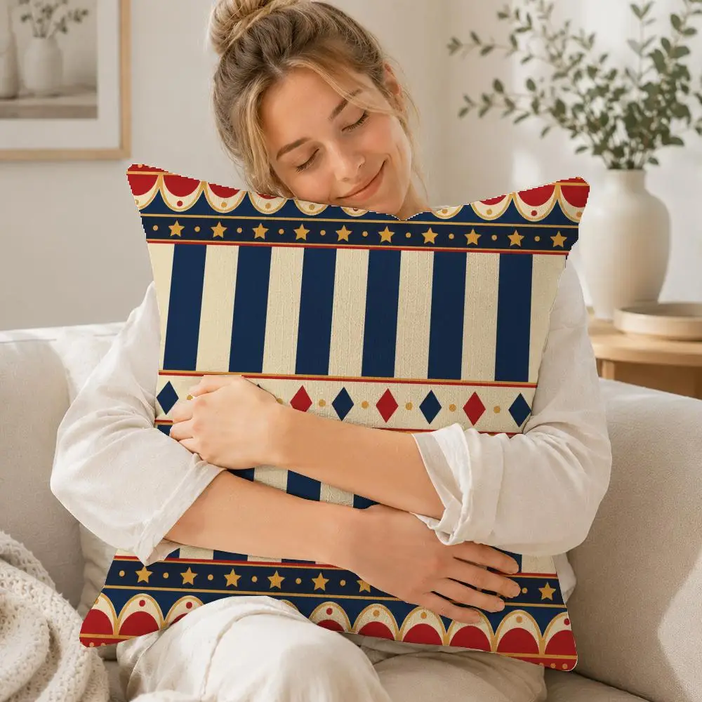 Pattern bold stripes Cushion Cover Linen Cushion Cover, Double-Sided Printed Pillow Cover for Sofa Home Decor