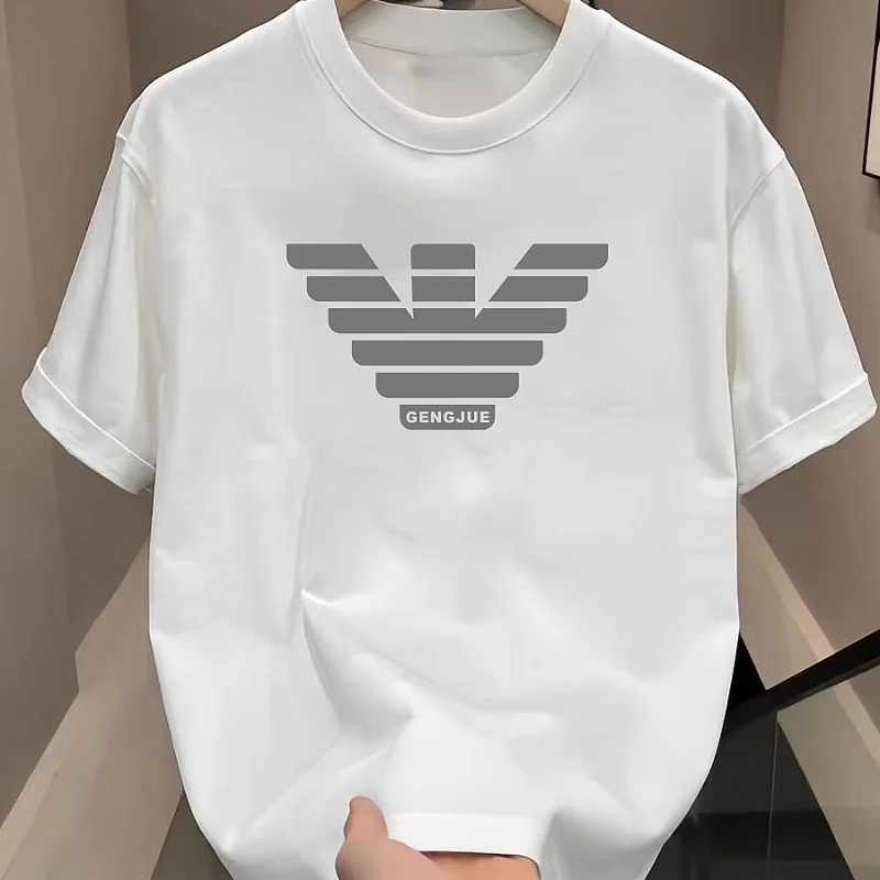 

Футболка унисекс Coton Manches Courtes, Imprimé Logo Stylé Minimaliste, Стиль Уличная одежда Повседневная