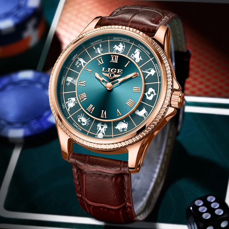 LIGE 2026 Fashion Watches Men Constellation Luxury Quartz Wristwatch 30M Waterproof Luminous Creative Gifts For Mens Watch Reloj