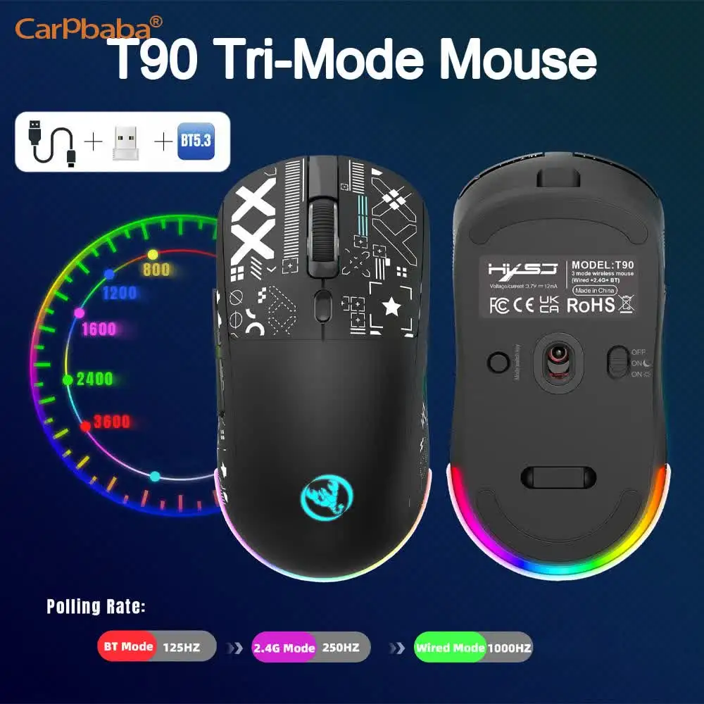

Cool Print Ergonomic Laptop Wireless Mouse Tri-mode Wireless Gaming MouseHigh-Precision Portable Wireless Bluetooth Mouse Lapto