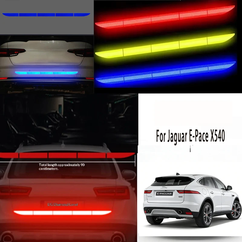

For Jaguar E-Pace X54 1Pcs Car Reflective Warning Tape Trunk Anti-Collision Bumper Strip Universal Auto Safety Reflector Sticker