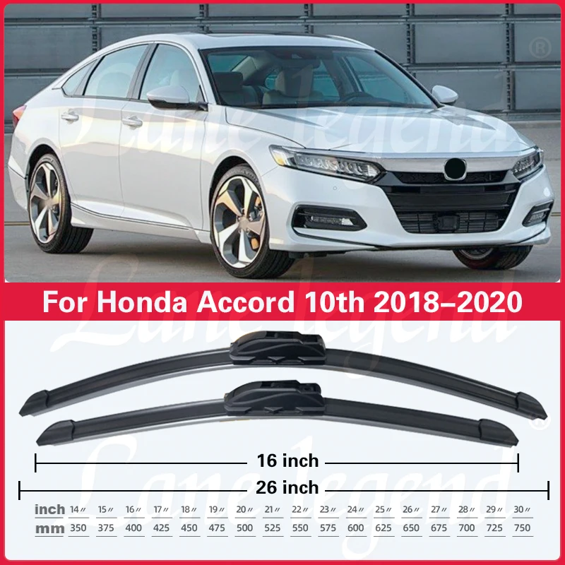 Front Wiper Blades Set For Honda Accord 10th Gen 10 2018 - 2020 Windshield Brushes Windscreen Window Refills Car Accessories view 2