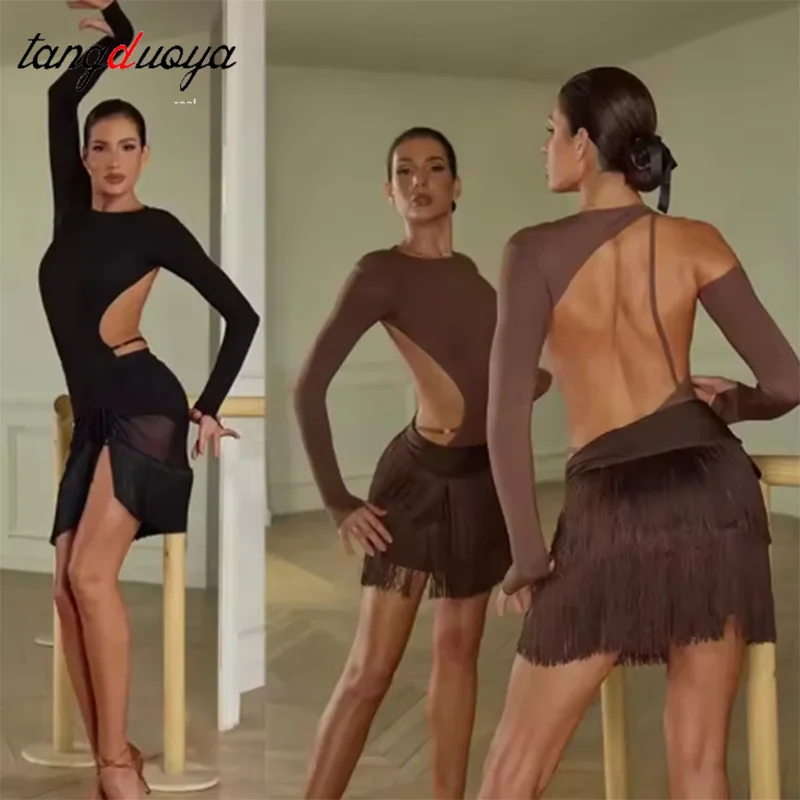 Latin Dance Backless Top Jumpsuit Elasticity Bodysuit Ballroom Dancing dance overalls Practice Wear Samba Rumba Chacha Women