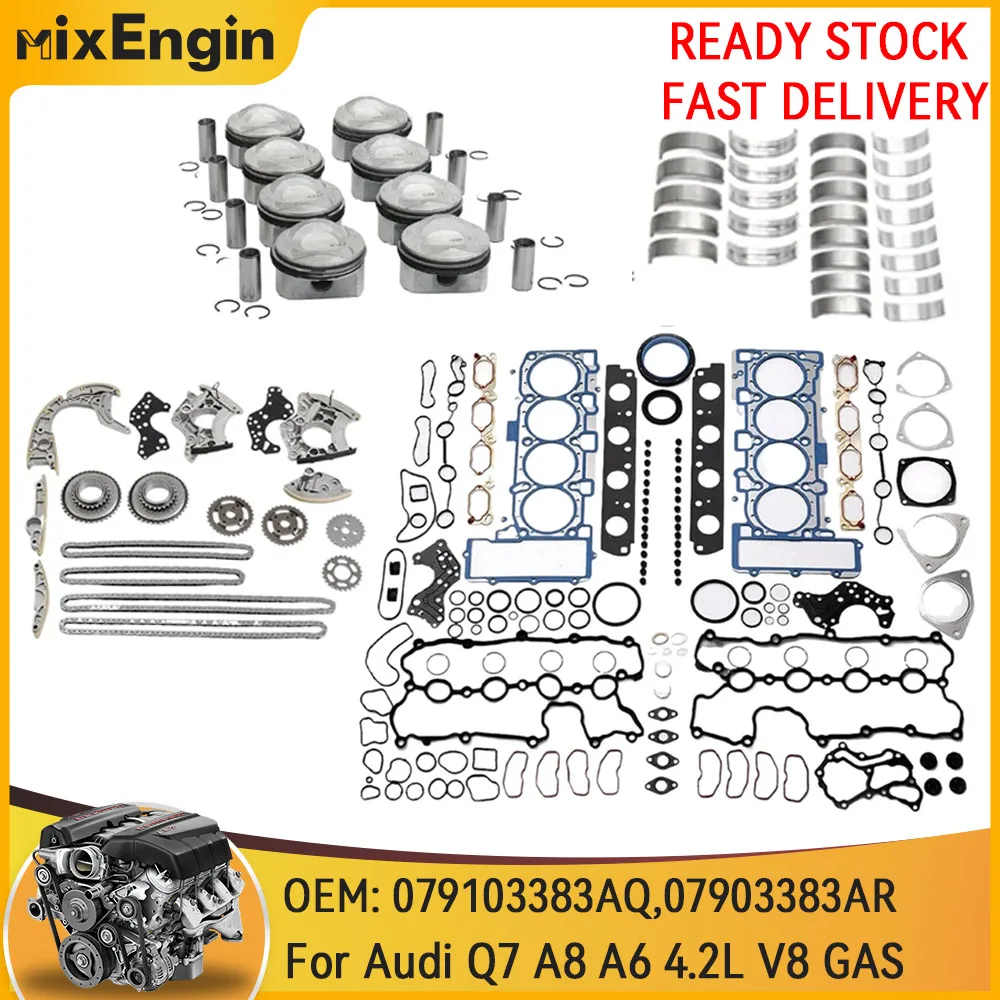 Engine Rebuilding Overhaul Kit Timing Chain Fit 4.2 L  For Audi Q7 A8 A6 R8 S5 Quattro VW Touareg CAUA CNDA 4.2L V8 GAS 06-16