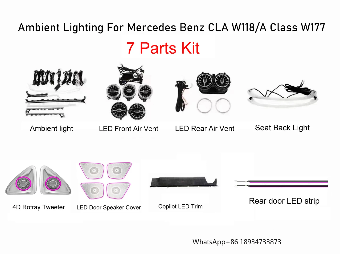 W177 RHD الضوء المحيط لمرسيدس بنز فئة 2019 -2025 محرك اليد اليمنى ملحقات ترقية LED الداخلية #3