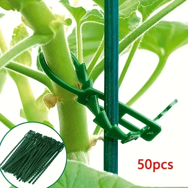 50/300pcs Adjustable Plastic Plant Cable Ties Reusable Cable Ties for Garden Tree Climbing Support Plant Vine Tomato Stem Clip