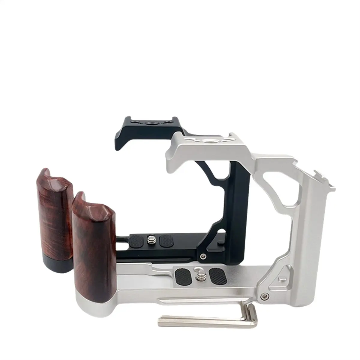 Wood Handle Aluminum Alloy Camera Cage Stabilizer Rig for ZFC Cameras Black-AC17