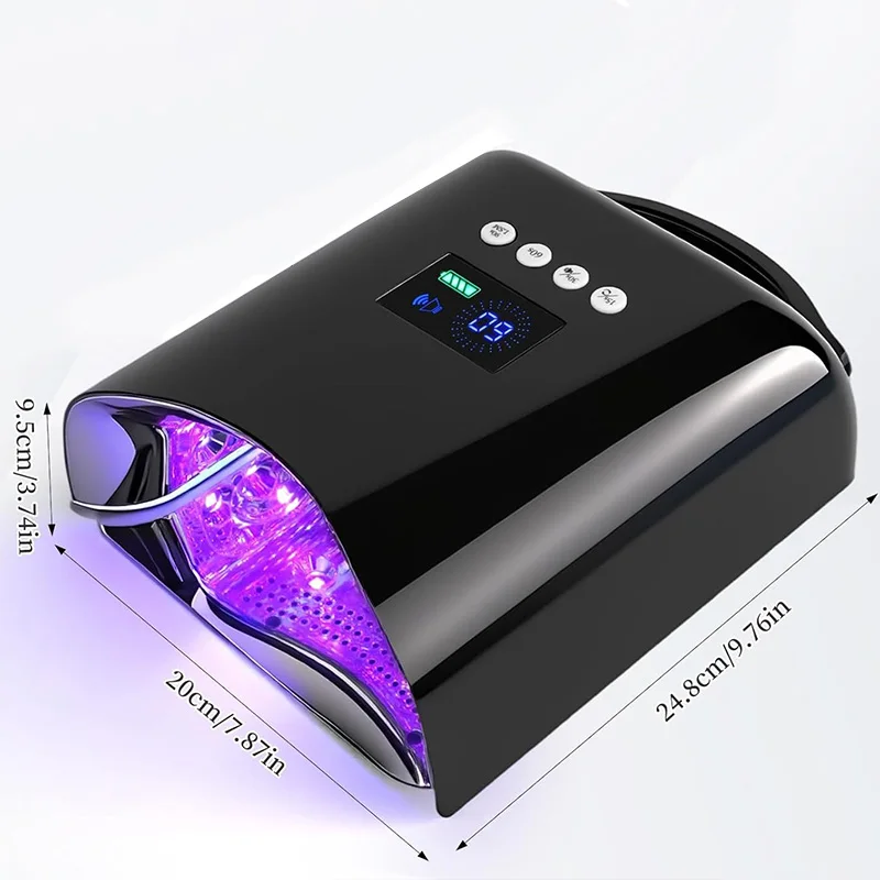 مصباح أظافر قابل لإعادة الشحن مع مرآة سفلية، مجفف طلاء جل لاسلكي، آلة أظافر احترافية، مصباح LED للأظافر بالأشعة فوق البنفسجية