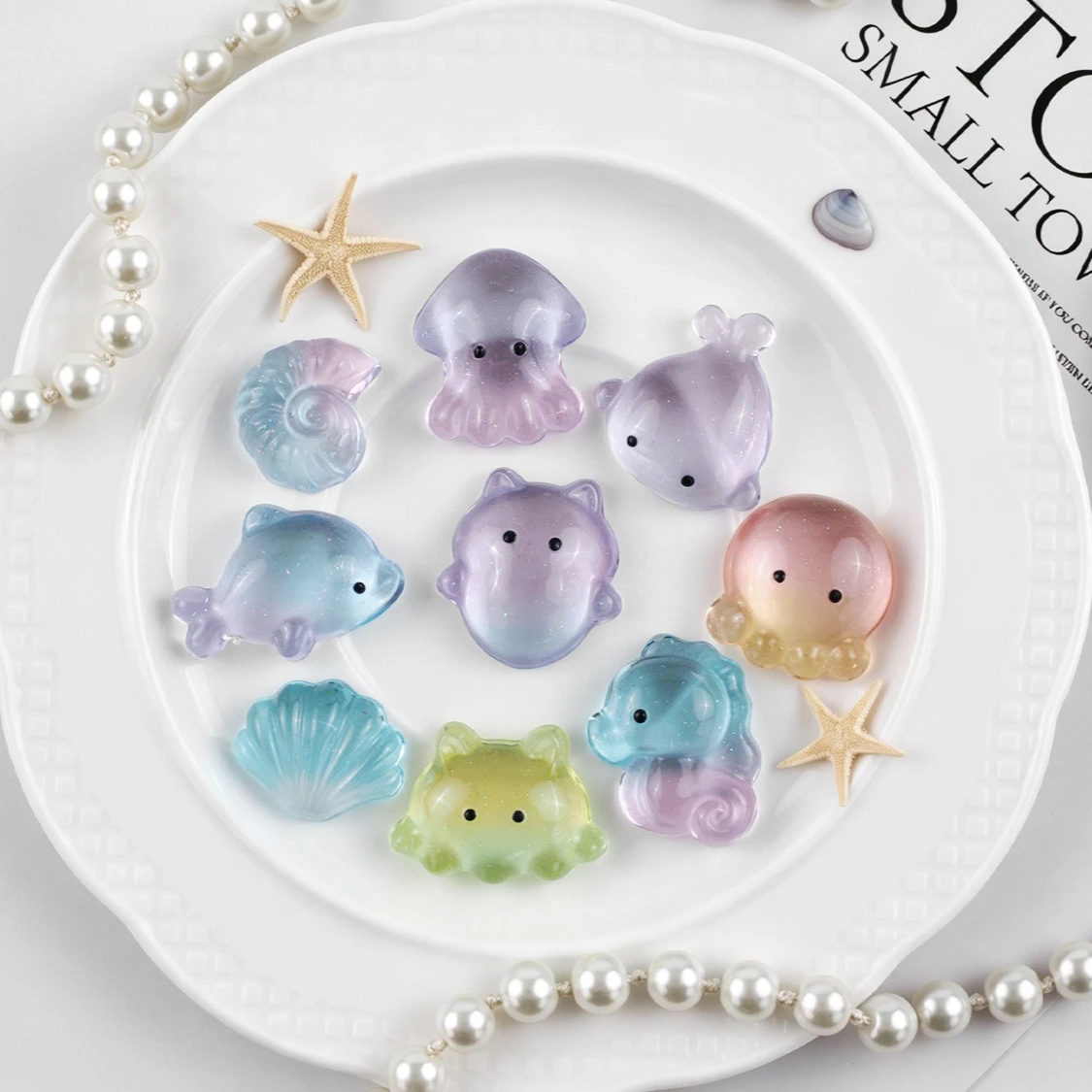 Super Cute Sea Creatures Silicone Mold Adorable Seahorse Octopus Sea Angel Mirror Epoxy Resin Mold DIY Beach Jewelry Summer Gift