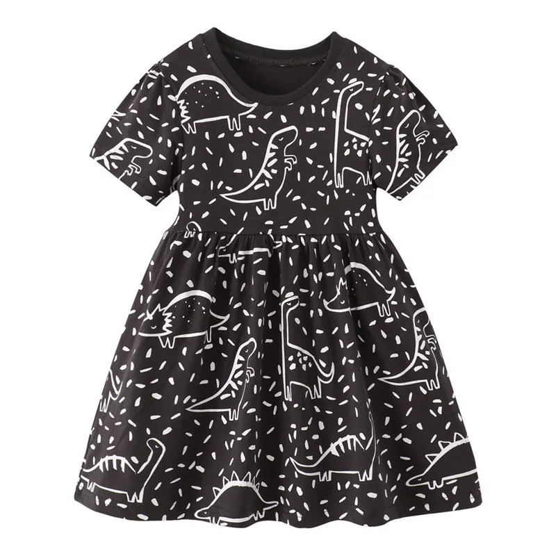 Jumping Meters 2-7T Ladybug Summer Princess Girls Dresses Short Sleeve Children's Clothing  Birthday Toddler Kids Frocks