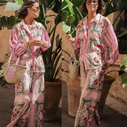 New Trend Casual Print 2024 Women Long Sleeve Blouse Suits Shirt Top and Loose Pants Chic Female 2 Piece Sets Fashion Outfits