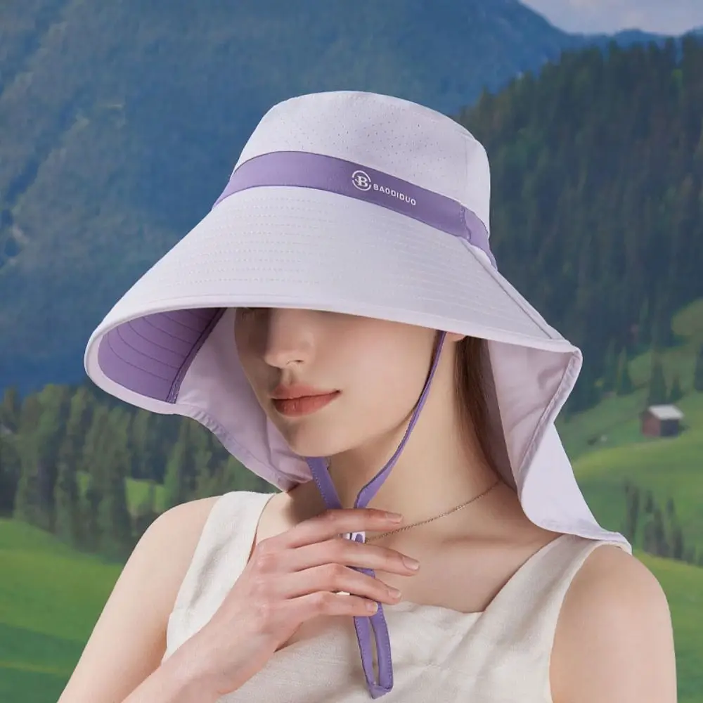 

UV Anti Sunshade Shawl Cap Sun Visors Neck Protection Women Sun Hat Wide Brim Shawl Ponytail Neck Protection Hat Mountaineering
