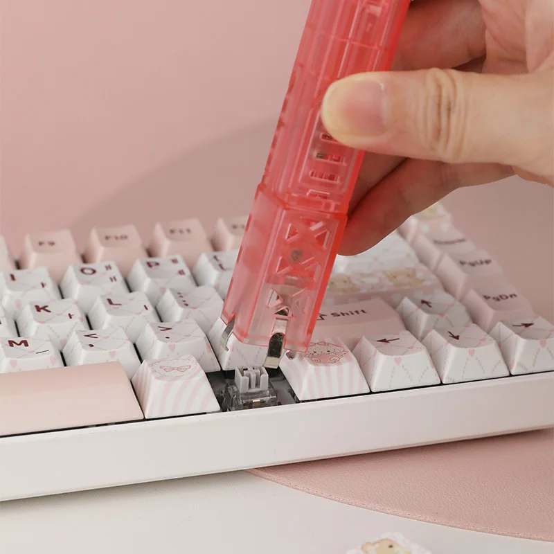 الوردي 2 في 1 Keycap ومفتاح مجتذب 304 الفولاذ المقاوم للصدأ عالية المنغنيز الصلب ABS المواد للوحة المفاتيح الميكانيكية MX التبديل