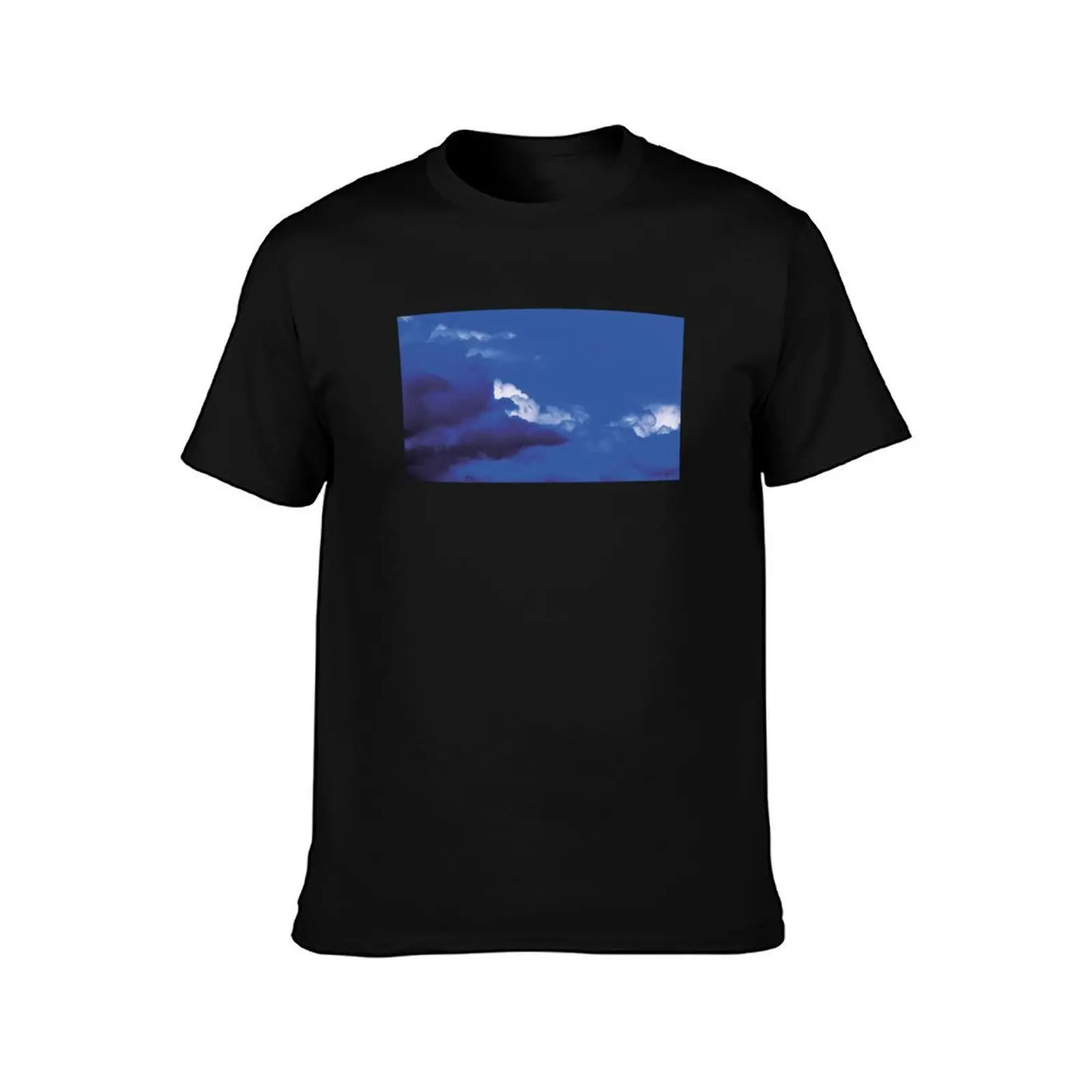 Sky over Munich 17th October 2014 - blue T-Shirt Basic Solid Color Short Sleeve Cotton Top T-Shirt