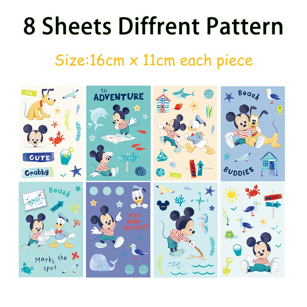 8/16Sheets Disney Mickey Mouse Make a Face Puzzle Stickers Kids DIY Game Funny Assemble Jigsaw For Kids Boys Children Toys Party