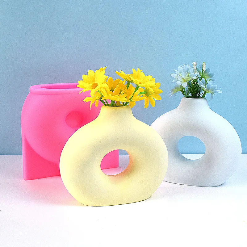 

Scandinavian Vase Circle Silicone Mold Ins Ornament Creative Small Diameter Donut Vase Mould
