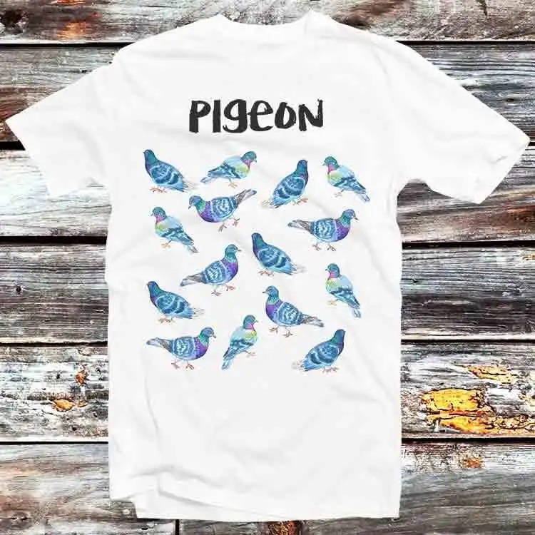 The Pigeons Pigeon List Names Garden Birds T Shirt Vintage Retro Cool Cartoon Anime Manga Top B1327