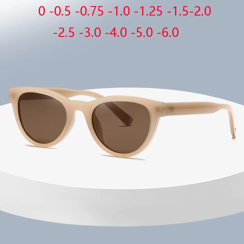 TR90 Small Frame Cat Eye Myopia Sunglasses Women Polarized Fashion Anti-Glare UV400 Prescription Sun Glasses -0.5 -0.75 To -6.0