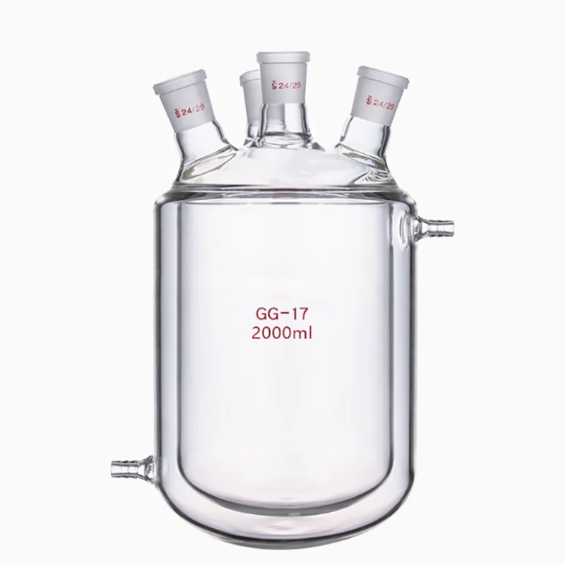 

Double-layer jacketed glass reactor reaction flask 250/500/1000/2000/3000/5000ml four-hole reactor double-layer jacketed beaker