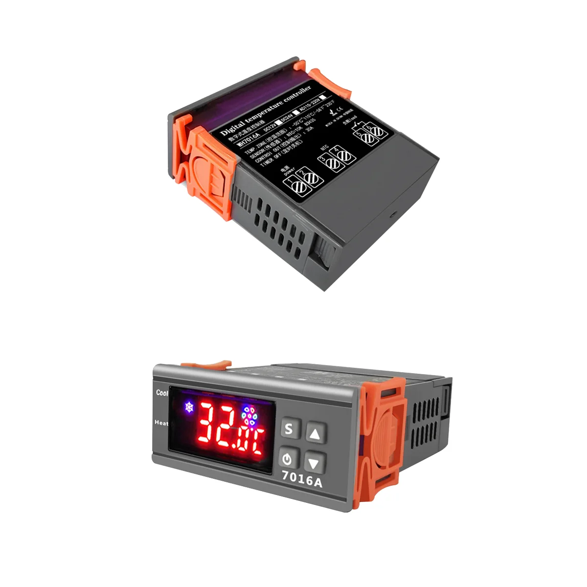 7016A Digital Temperature Controller 220V 30A with High-Power Temp Control Thermostat Heating Cooling NTC Sensor