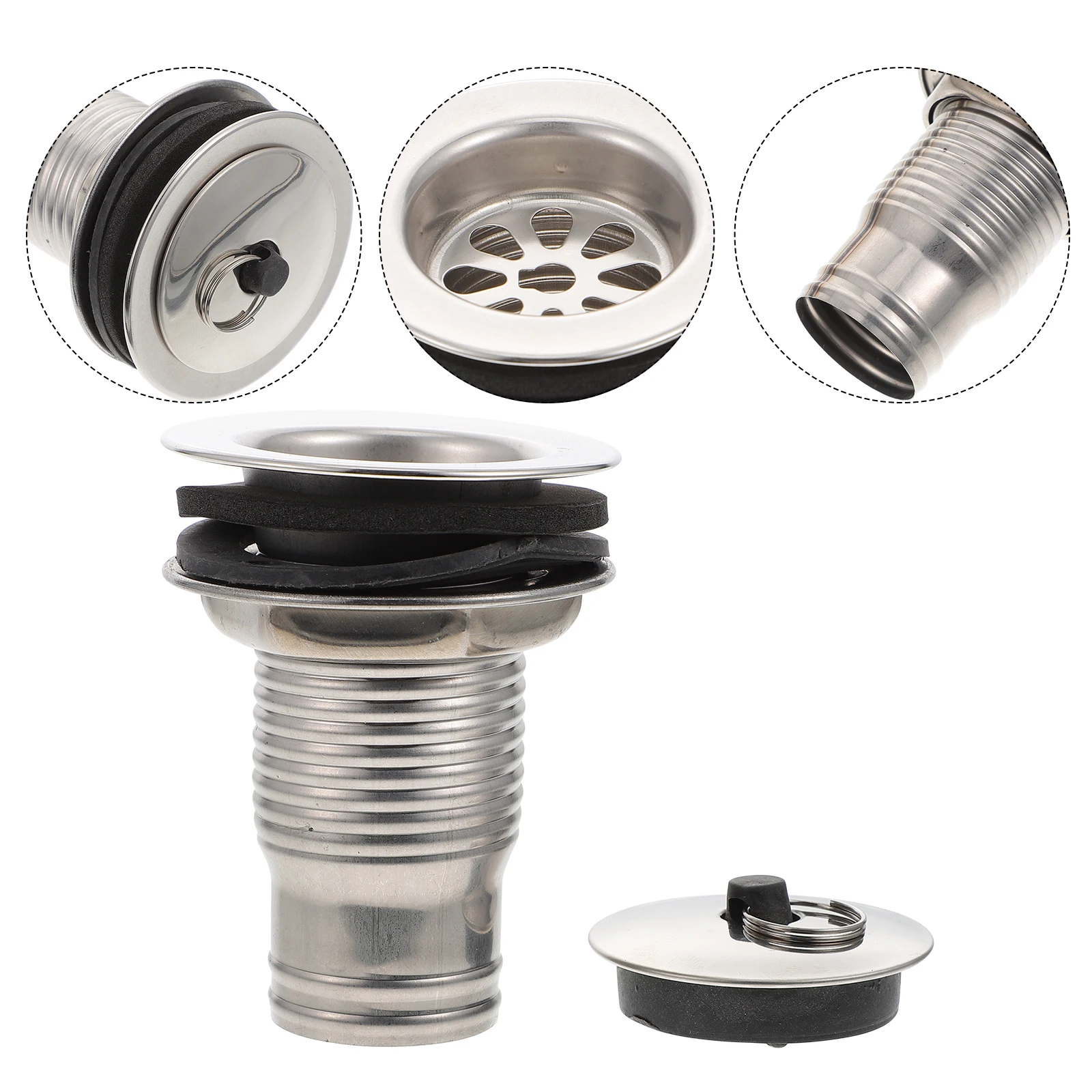 

Stainless Steel Sink Drain Stopper Bathtub Plug Kitchen Bathroom Accessories Wear Resistant Filter Strainer Water