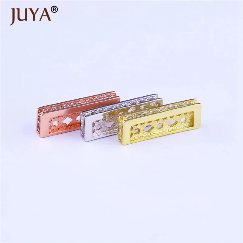 JUYA لوازم المجوهرات النحاس الزركون فاصل بار فواصل متعددة الفتحات DIY بها بنفسك صنع التطريز اللؤلؤ إكسسوارات عقد