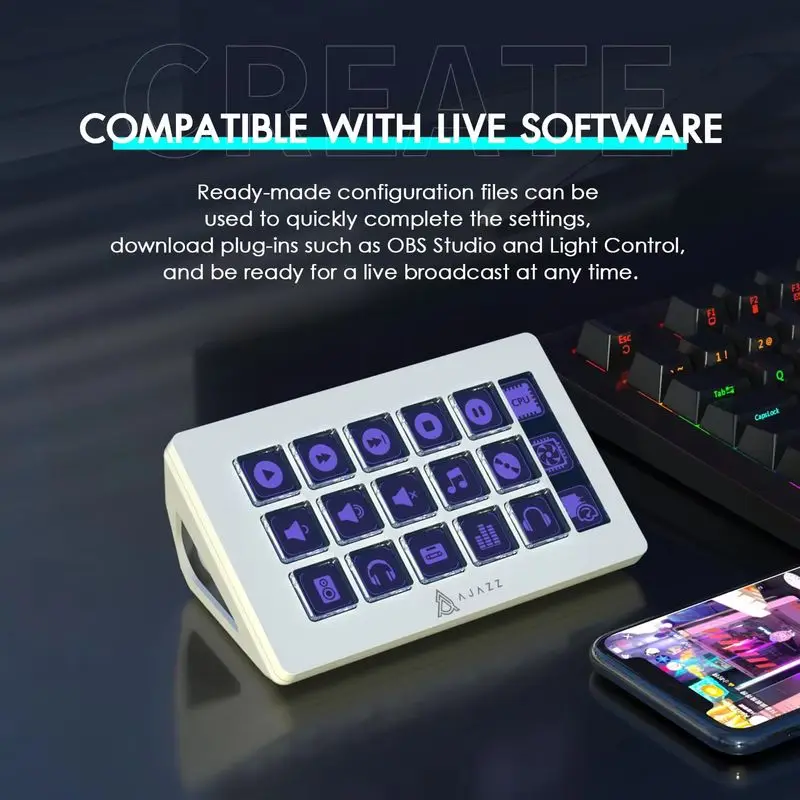 Attack Shark Ajazz Akp153/AKP03E Stream Deck Keyboard Customisable Buttons With Versatile Side Screen Computer Gaming Peripheral