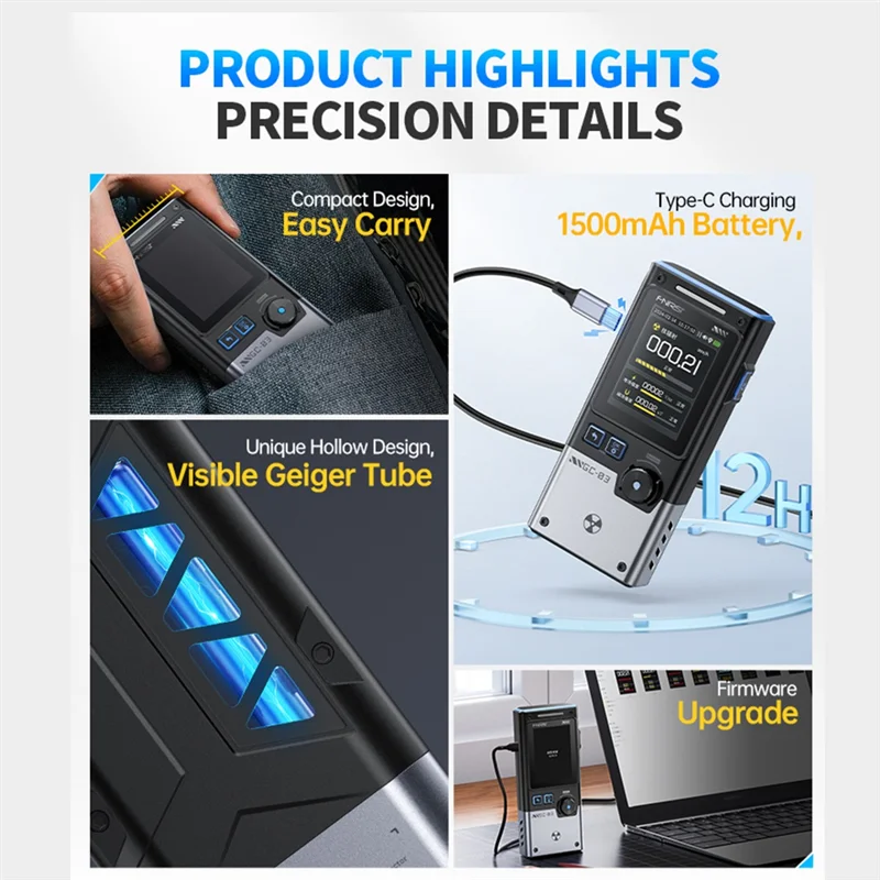 Novo- GC-03 detector de radiação eletromagnética, força de campo magnético elétrico, potência rf, monitor de temperatura, contador geiger