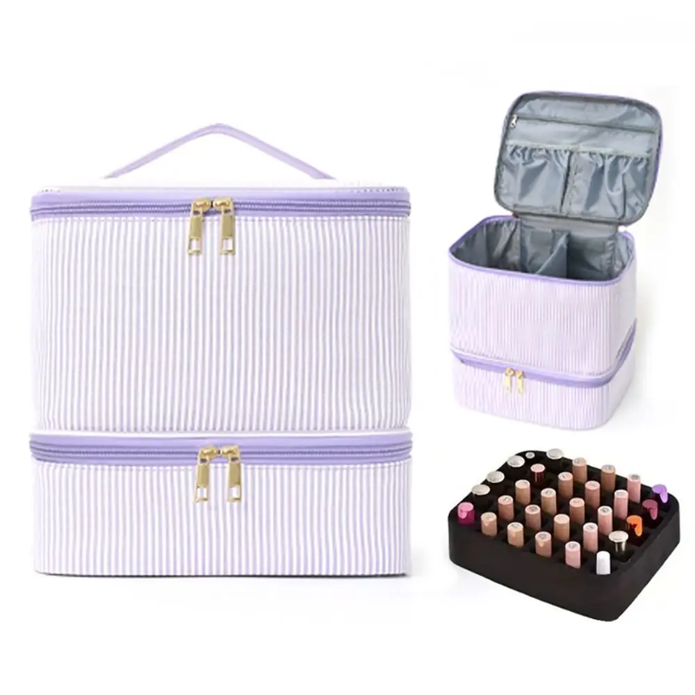 

Двухслойная сумка-органайзер для лаков для ногтей, большая вместимость, 30 отделений, сумка для хранения эфирных масел, портативная сумка для набора для ухода за ногтями
