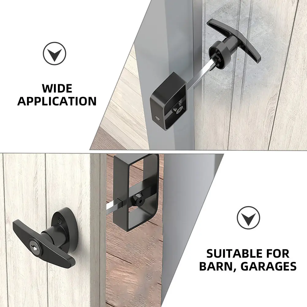 1Set T Shaped Door Handle Lock Set Wide Application Barn Garage Gate Sliding Door Lock for Wooden Doors Smooth Polished Surface